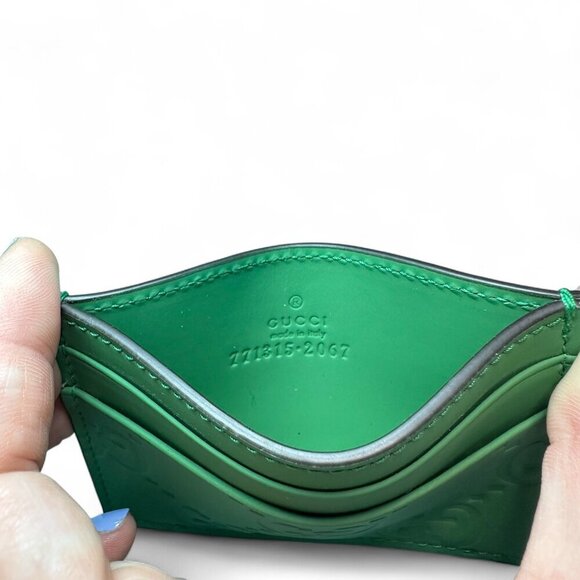 GUCCI Rubber Jumbo GG Leather Card Holder, Green, Unisex, Like New - Picture 5 of 11